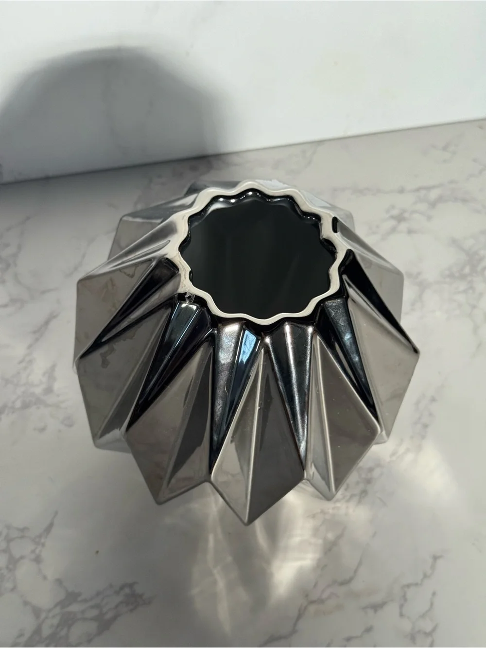 CB2 Black and Silver Faceted Ceramic Vase